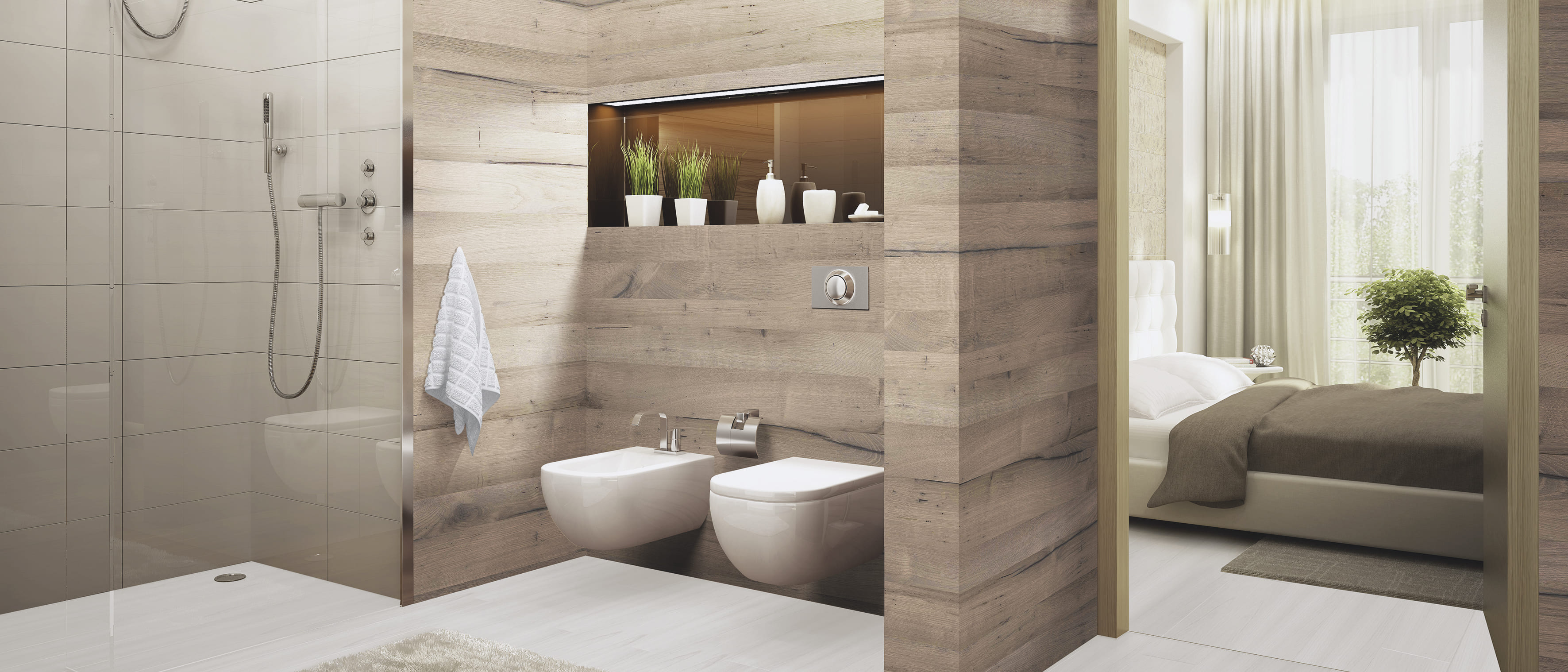 Badezimmer mit Fliesen